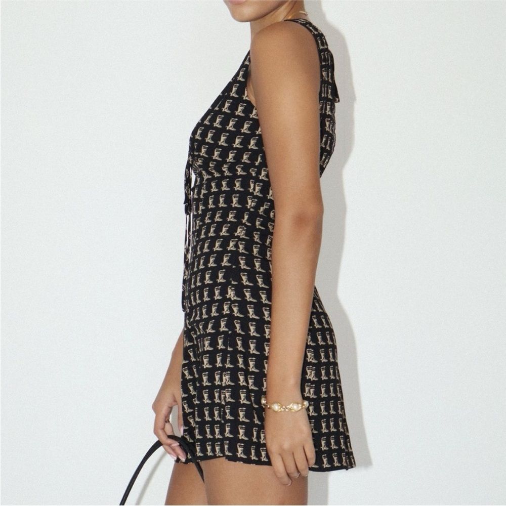 Bailey Rose NWT Cowgirl Black and Beige Cowboy Boot Print Dress Sz Large - Picture 6 of 16